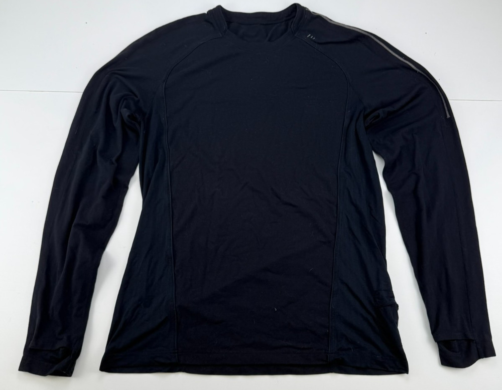 Lululemon Mens L Black Long Sleeve Running Shirt Reflective Estimated Size